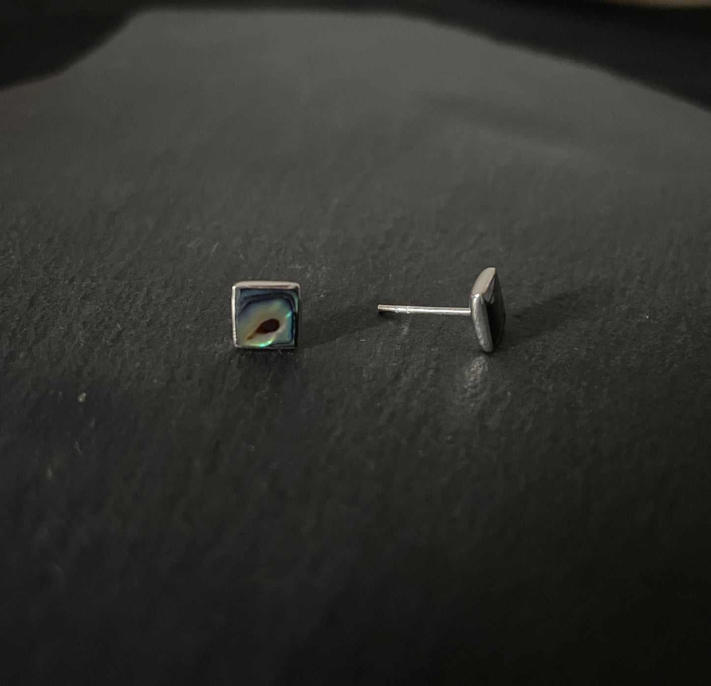 Paua Shell and Silver Square Studs image 1