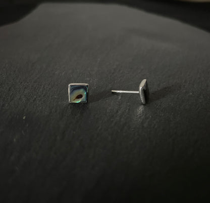 Paua Shell and Silver Square Studs image 1