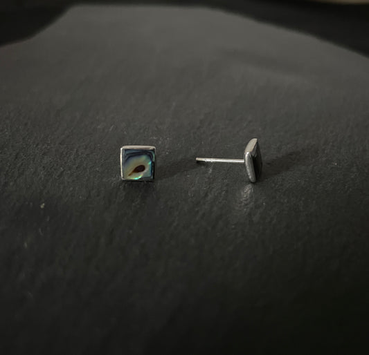 Paua Shell and Silver Square Studs image 1