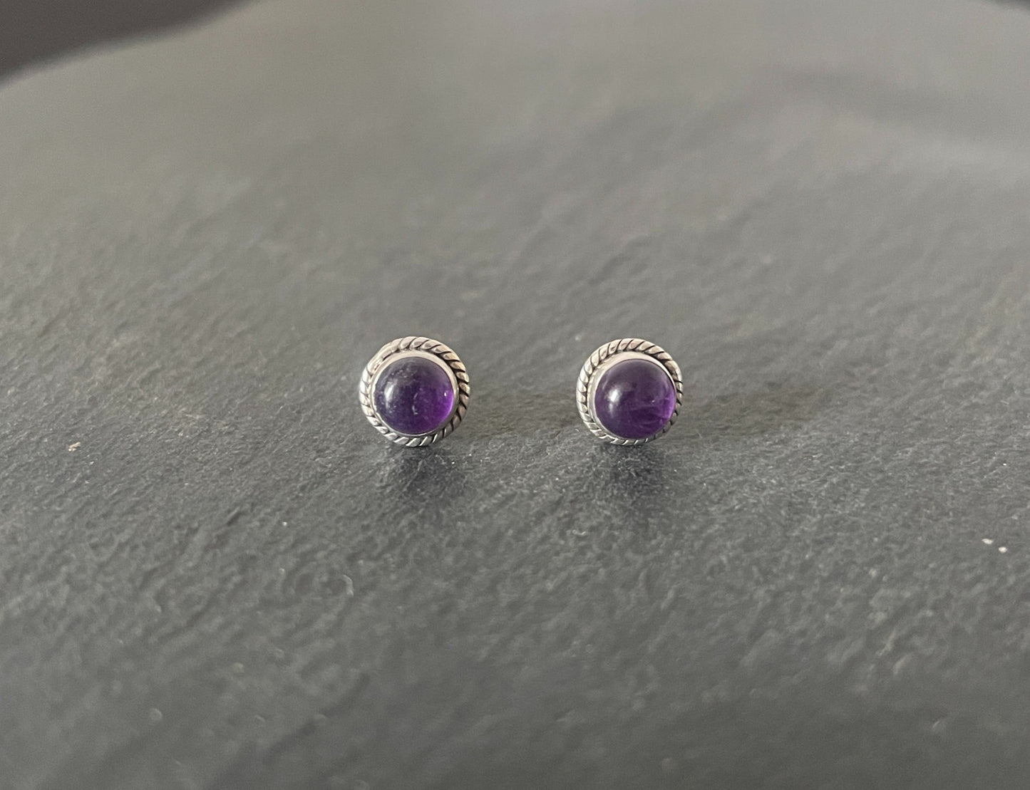 Amethyst Round Stud Earrings image 0