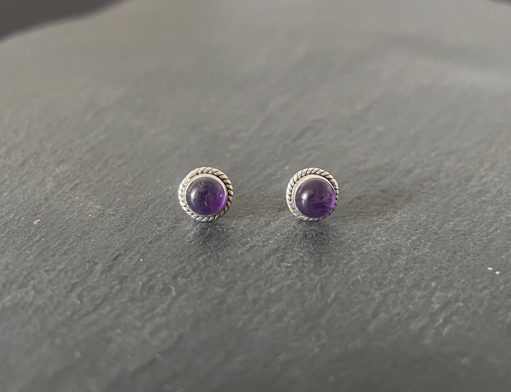 Amethyst Round Stud Earrings image 0