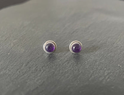 Amethyst Round Stud Earrings image 0