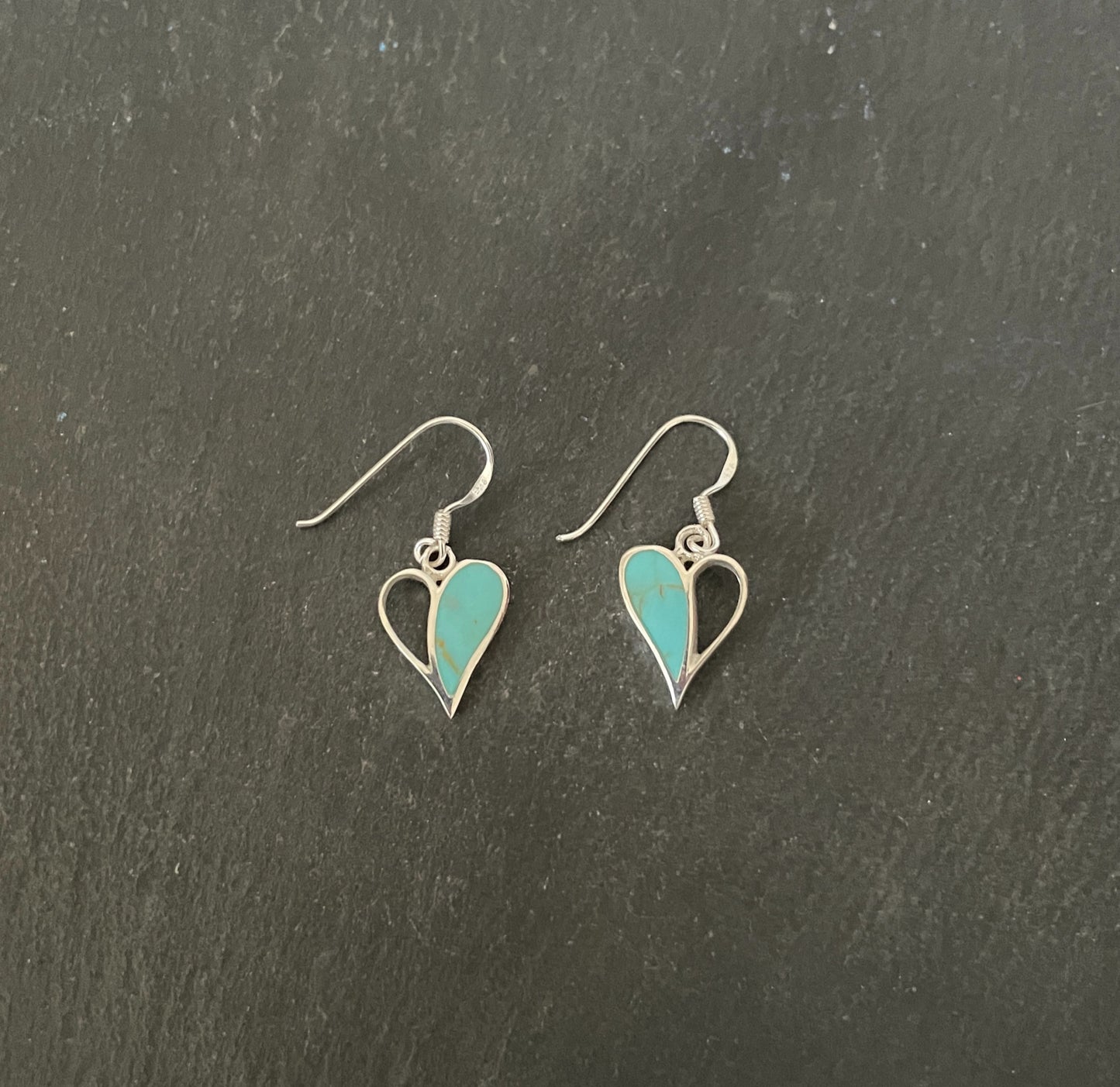 Turquoise and Silver Heart Earrings image 0