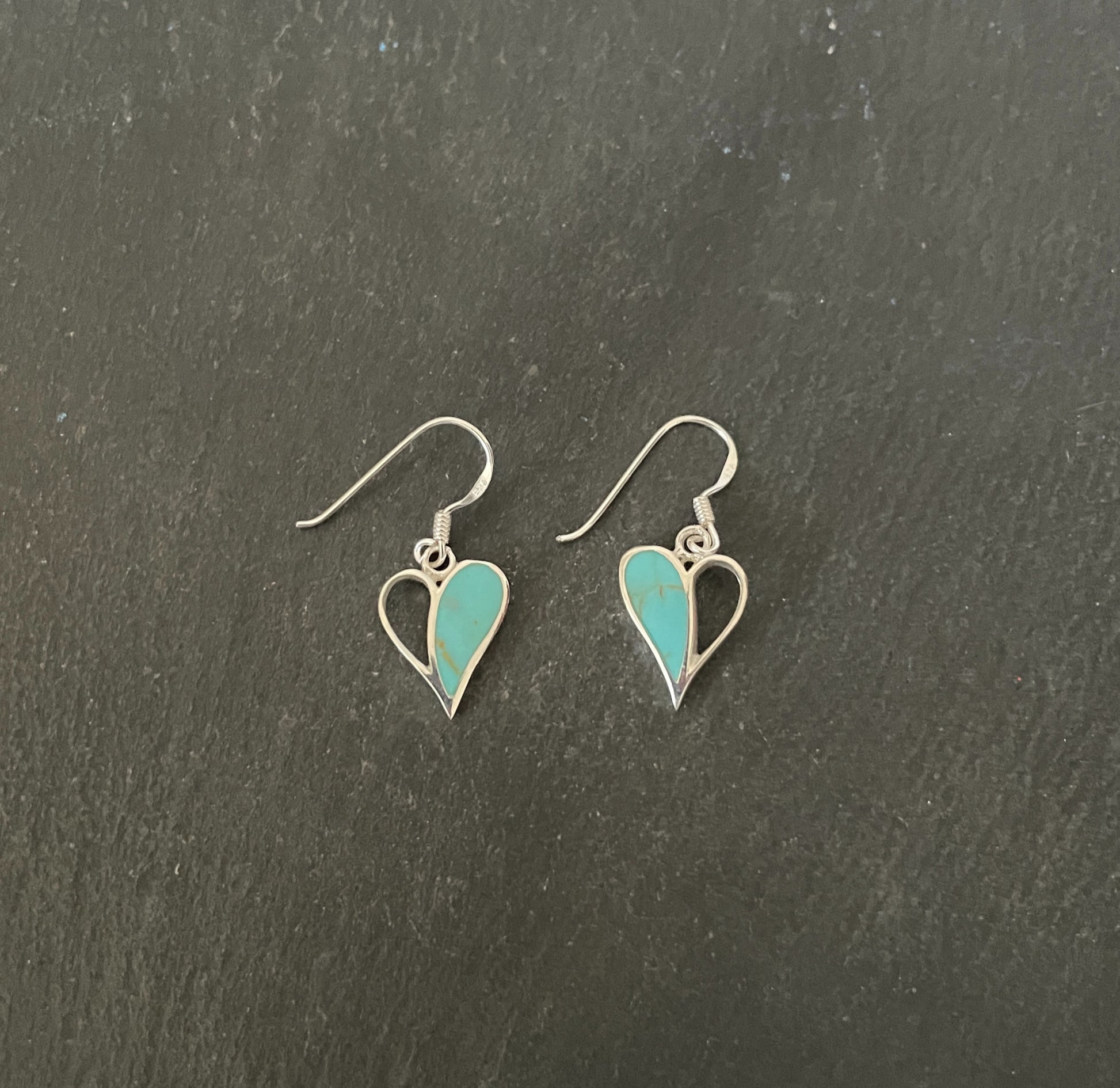 Turquoise and Silver Heart Earrings image 0