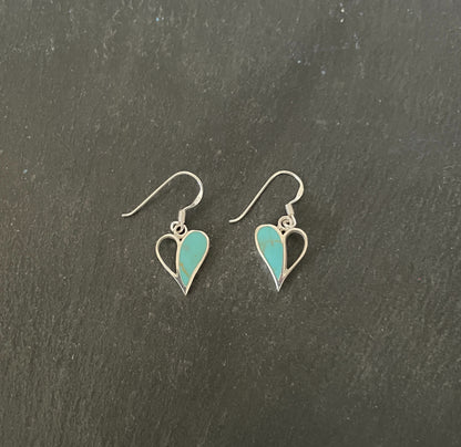Turquoise and Silver Heart Earrings image 0