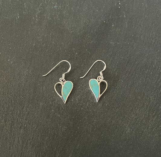 Turquoise and Silver Heart Earrings image 0