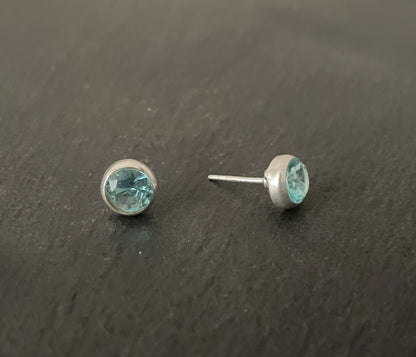Round Blue Topaz Studs image 1