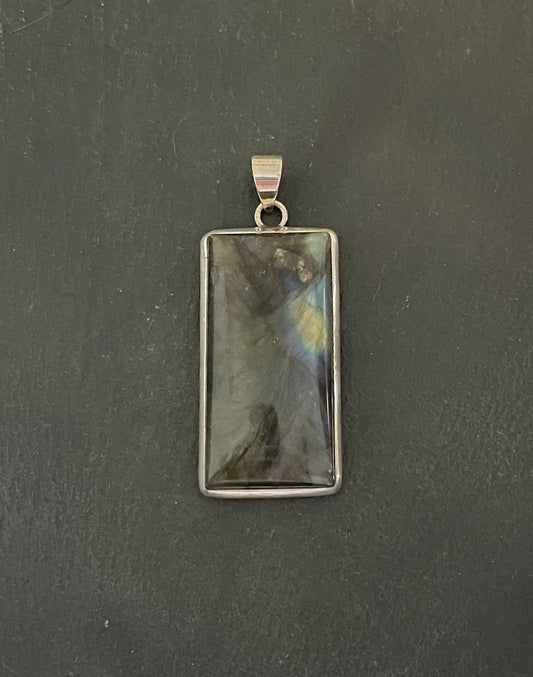Labradorite and Silver Rectangle Pendant image 0