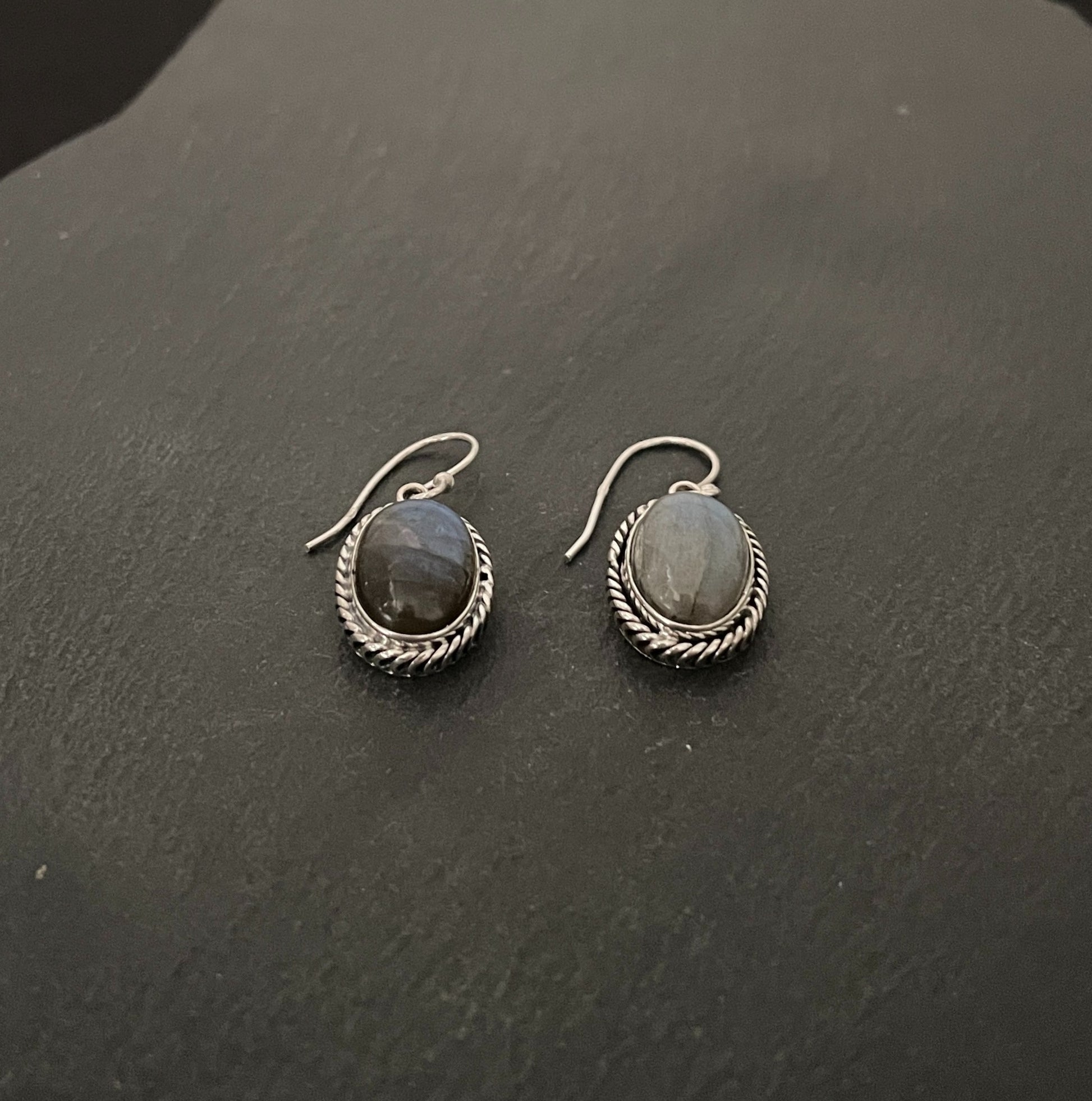 Labradorite and Silver Oval Earrings image 1