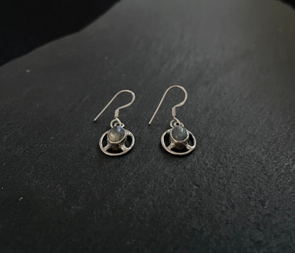 Labradorite and Silver Oval Drop Earrings image 1
