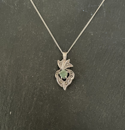 Emerald and Marcasite Pendant image 0