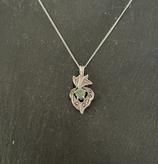 Emerald and Marcasite Pendant image 0