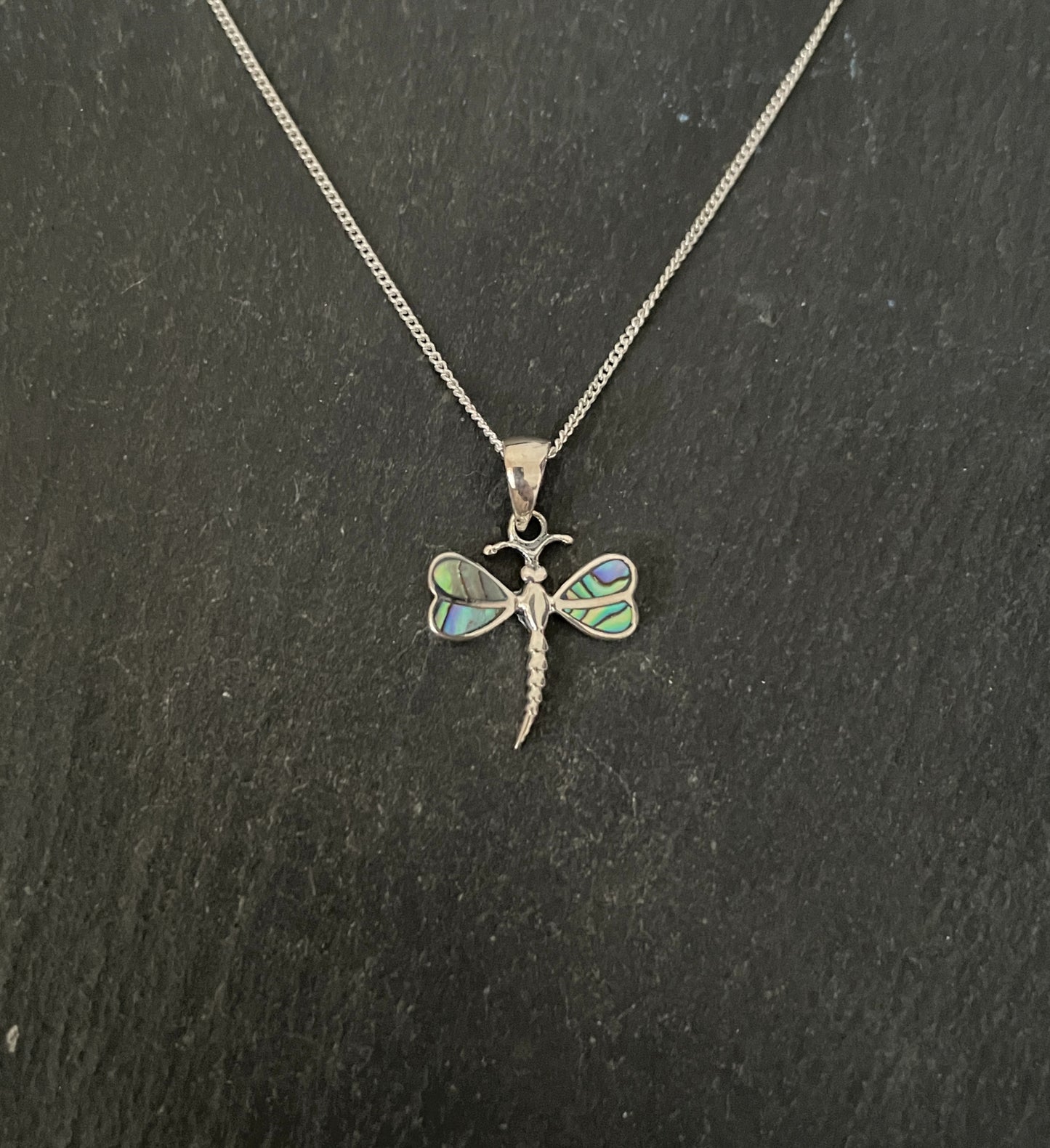 Dragonfly Paua Shell and Silver Pendant image 0