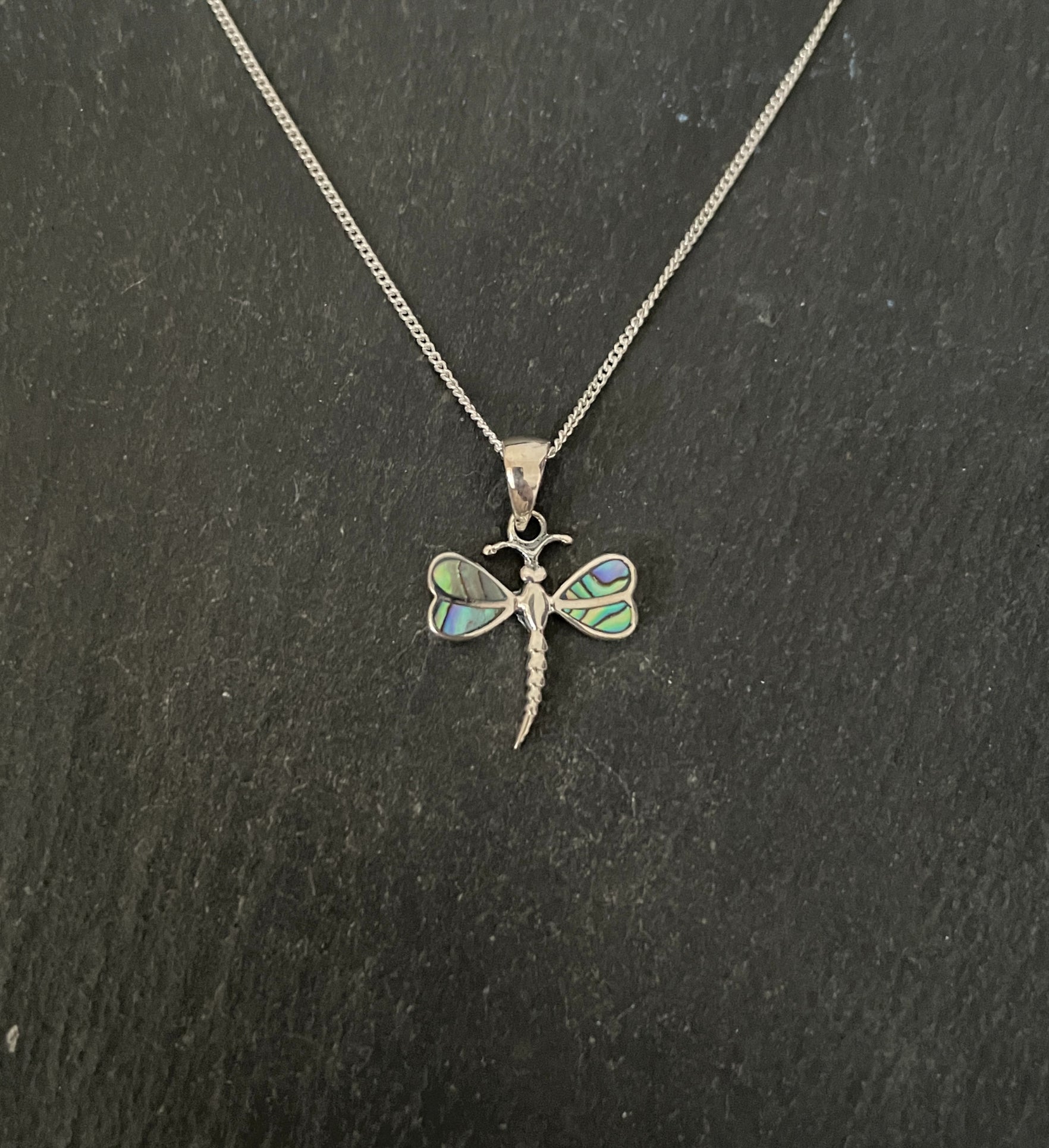 Dragonfly Paua Shell and Silver Pendant image 0