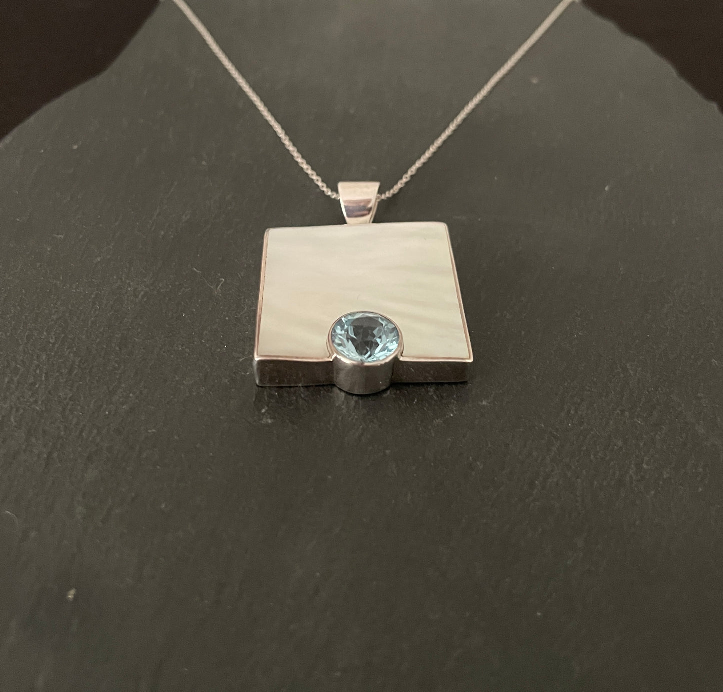 Blue Topaz and Mother of Pearl Pendant image 1