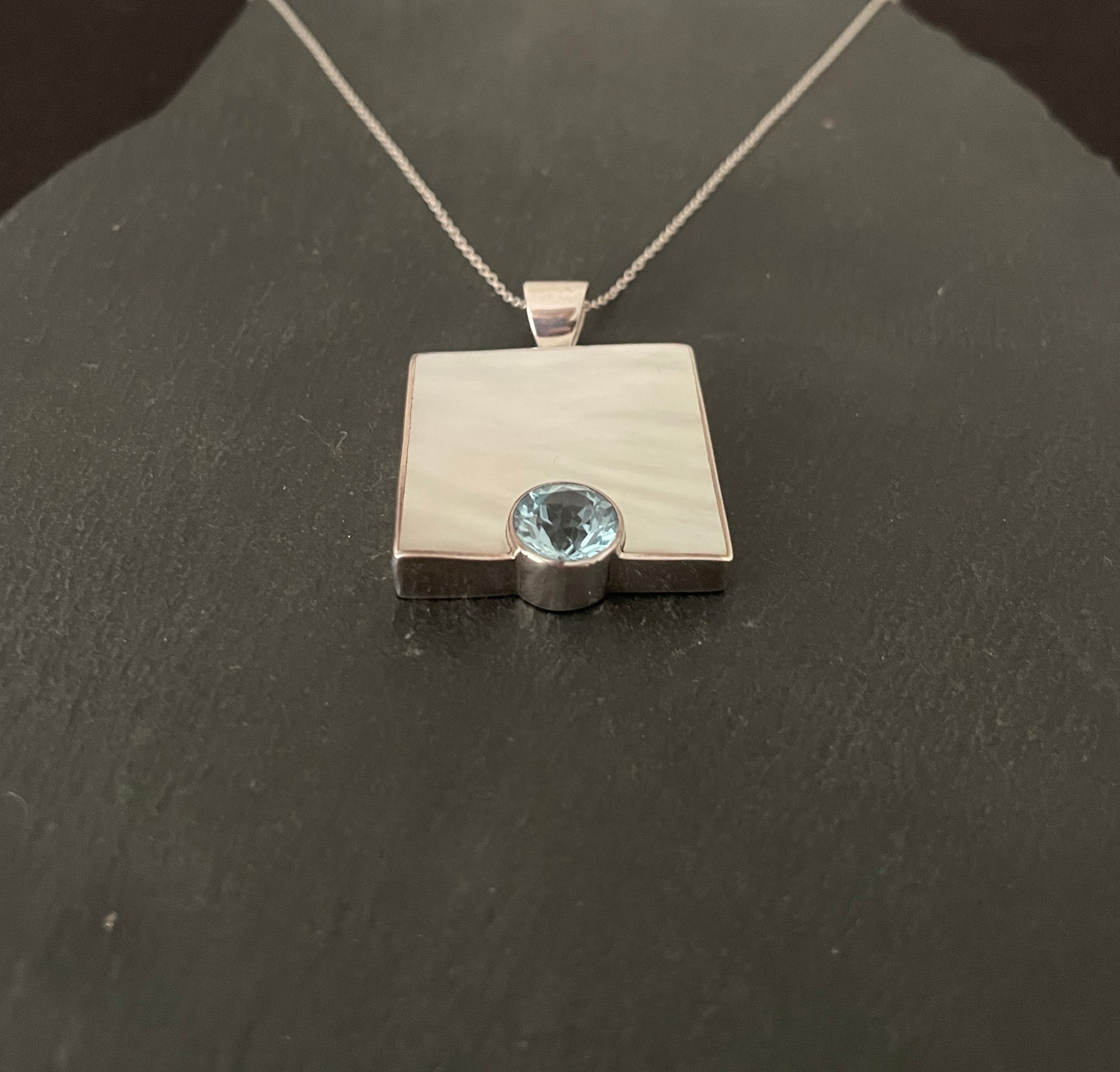 Blue Topaz and Mother of Pearl Pendant image 1