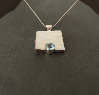 Blue Topaz and Mother of Pearl Pendant image 1
