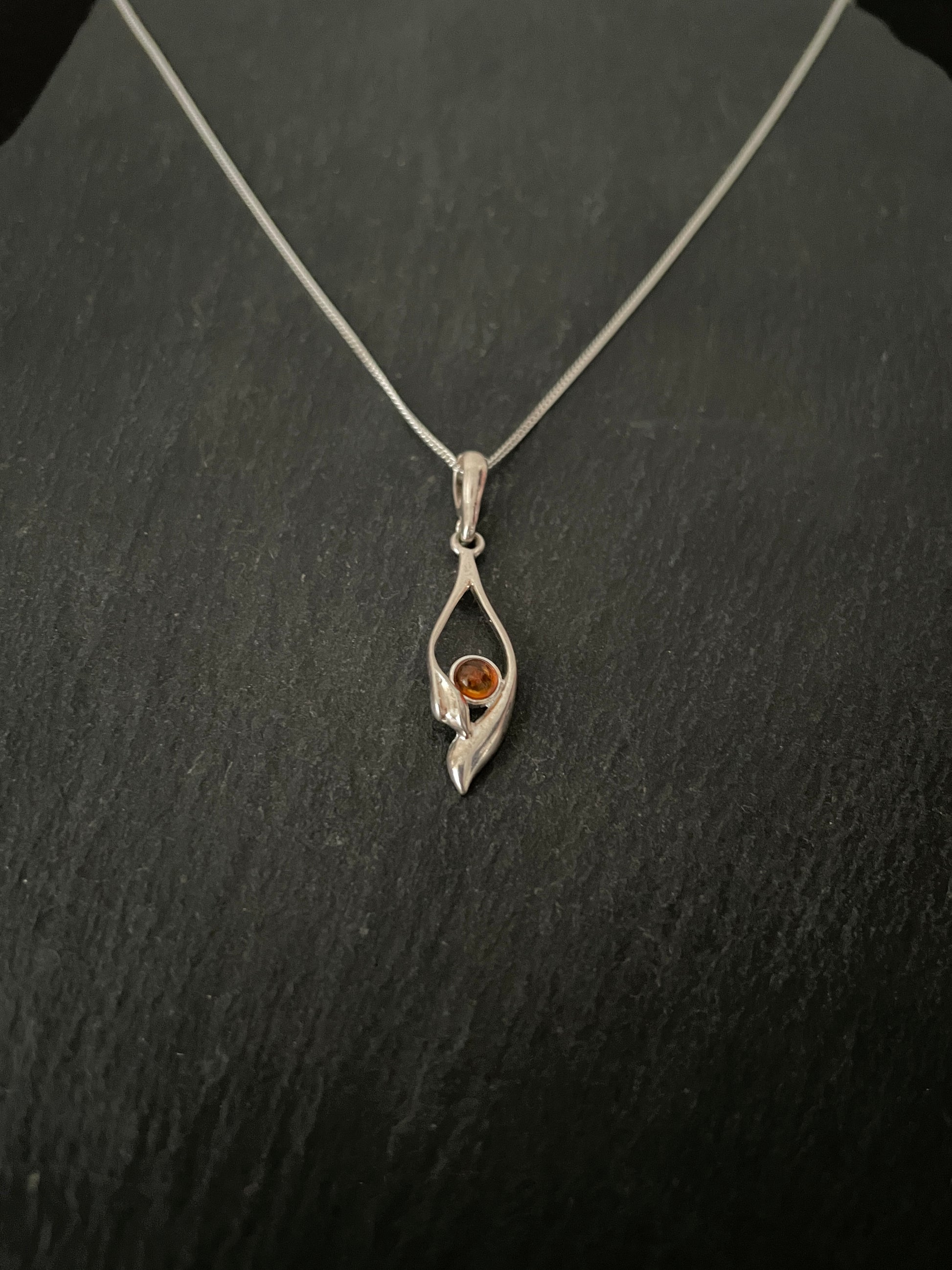 Amber and Silver Pendant image 1