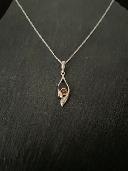 Amber and Silver Pendant image 1