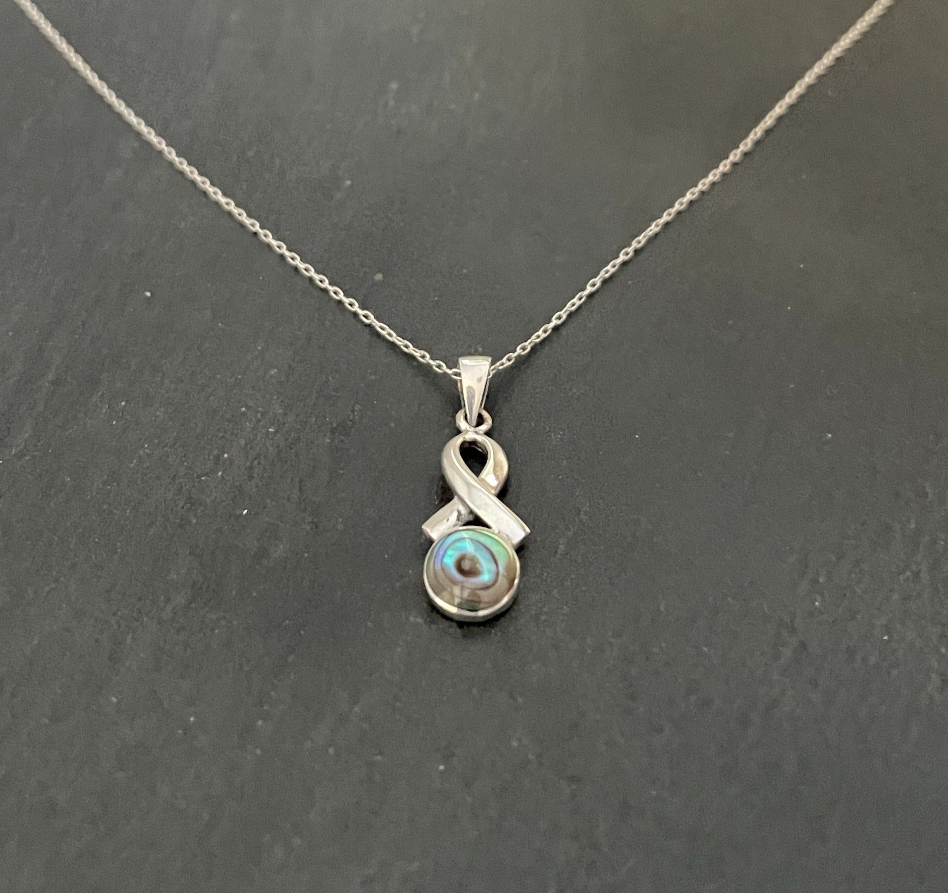 Paua Shell and Silver Pendant image 1
