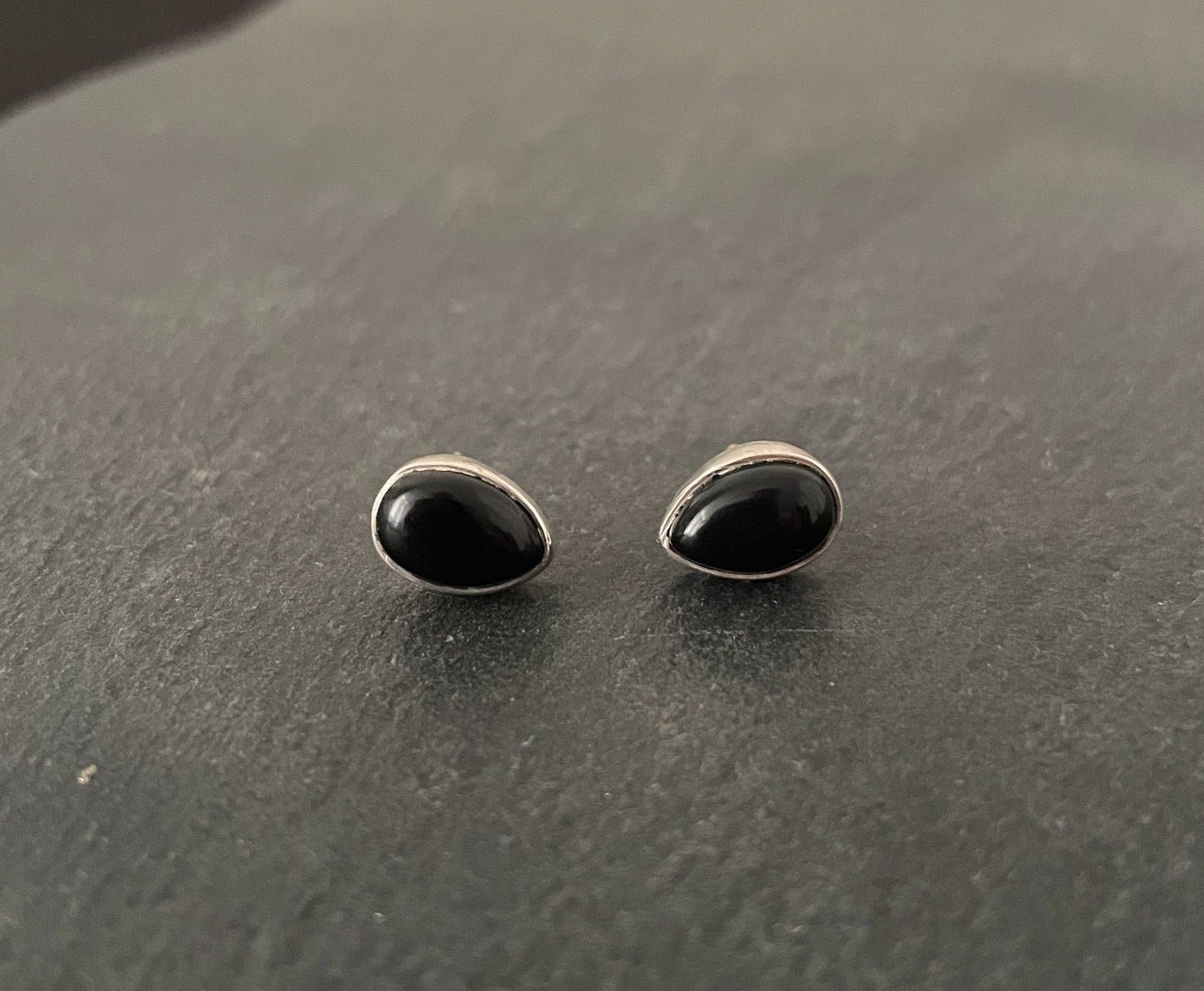 Black Onyx Teardrop Stud Earrings image 0