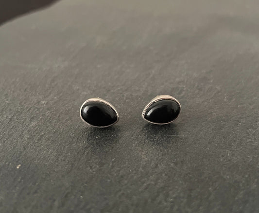 Black Onyx Teardrop Stud Earrings image 0