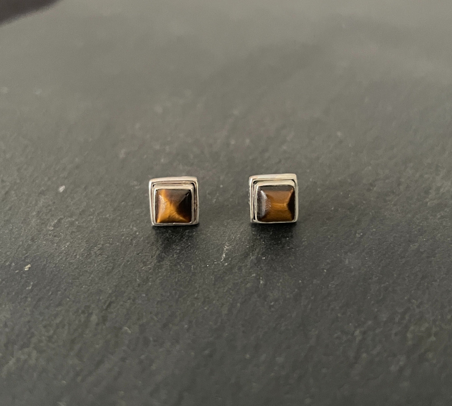 Tiger's Eye Square Studs image 0