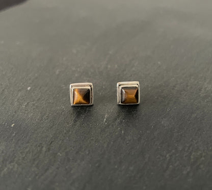 Tiger's Eye Square Studs image 0