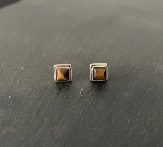 Tiger's Eye Square Studs image 0