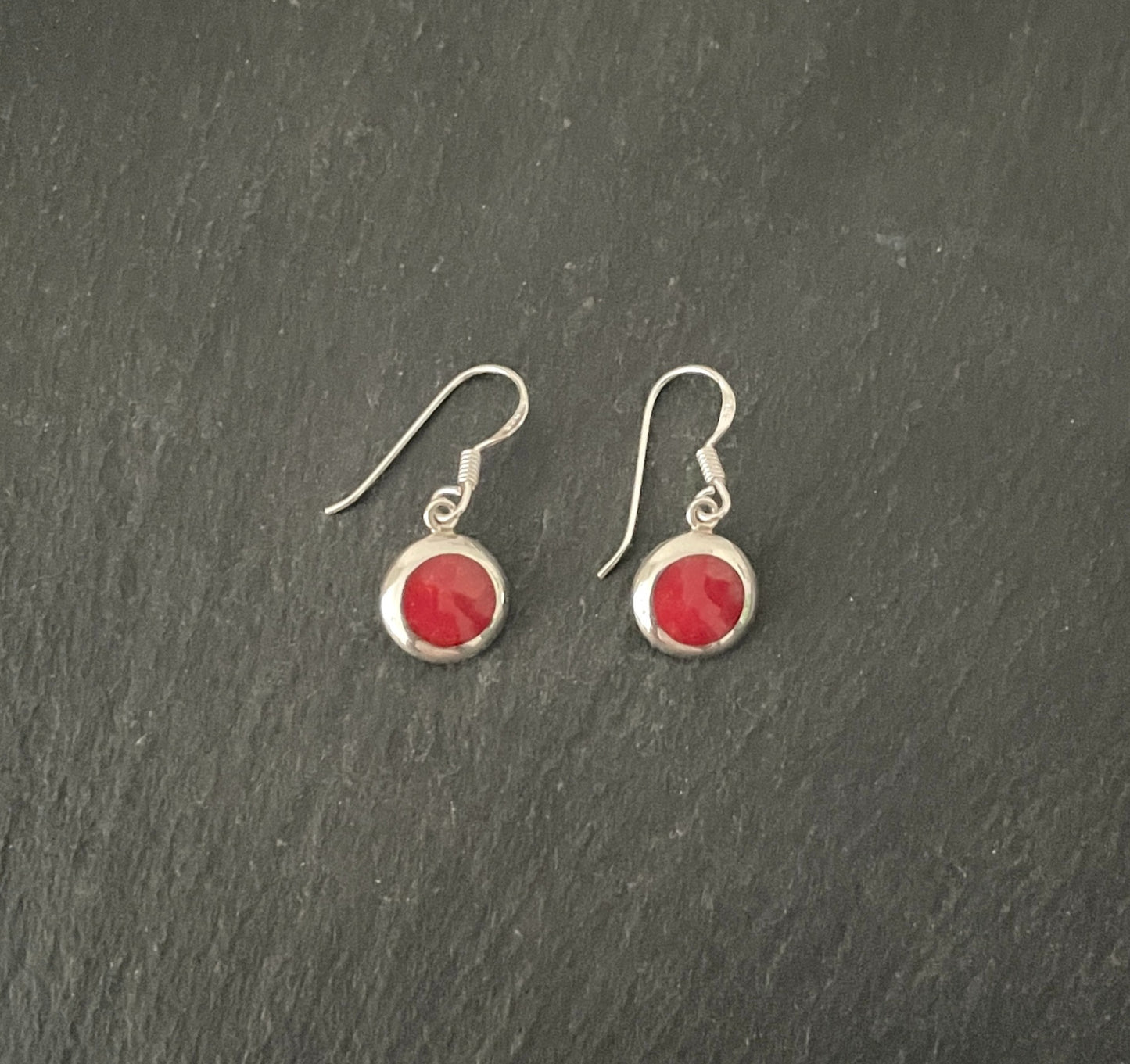 Round Coral Drop Earrings image 0