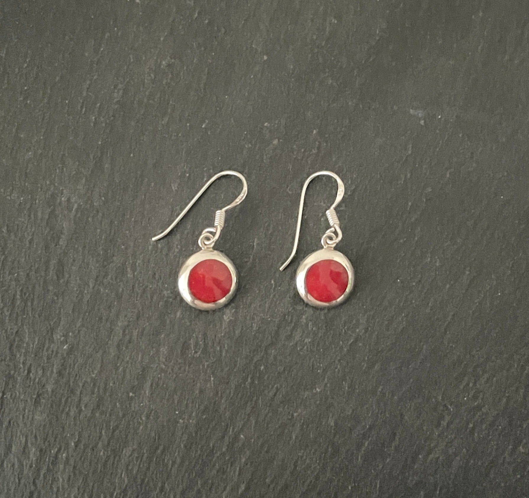 Round Coral Drop Earrings image 0