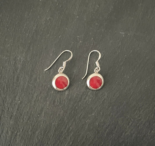 Round Coral Drop Earrings image 0