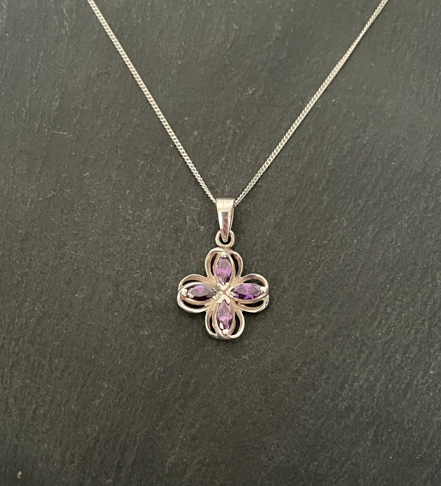 Coloured Cubic Zirconia Flower Pendant image 0
