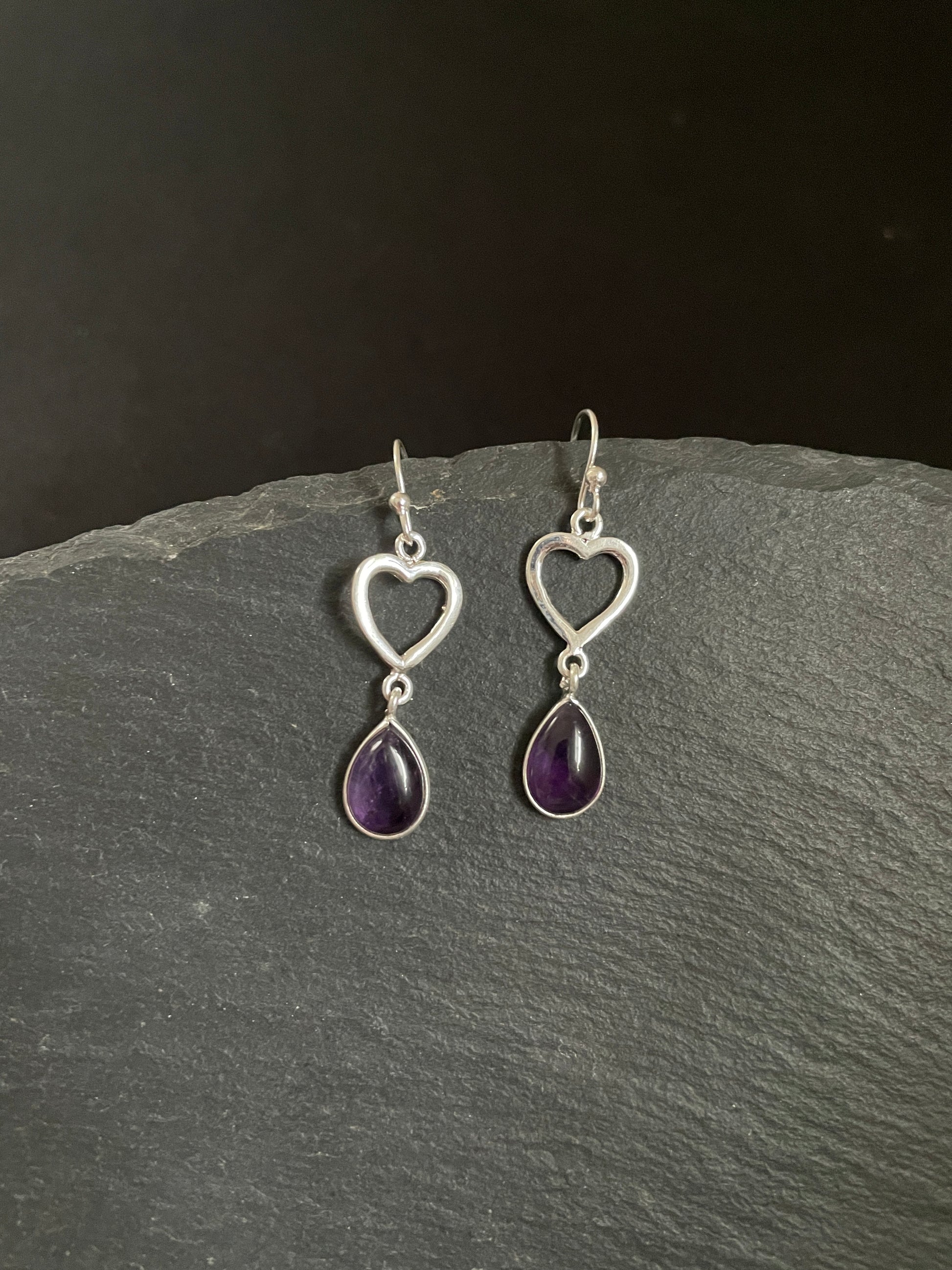 Amethyst Heart Earrings image 2