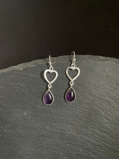 Amethyst Heart Earrings image 2