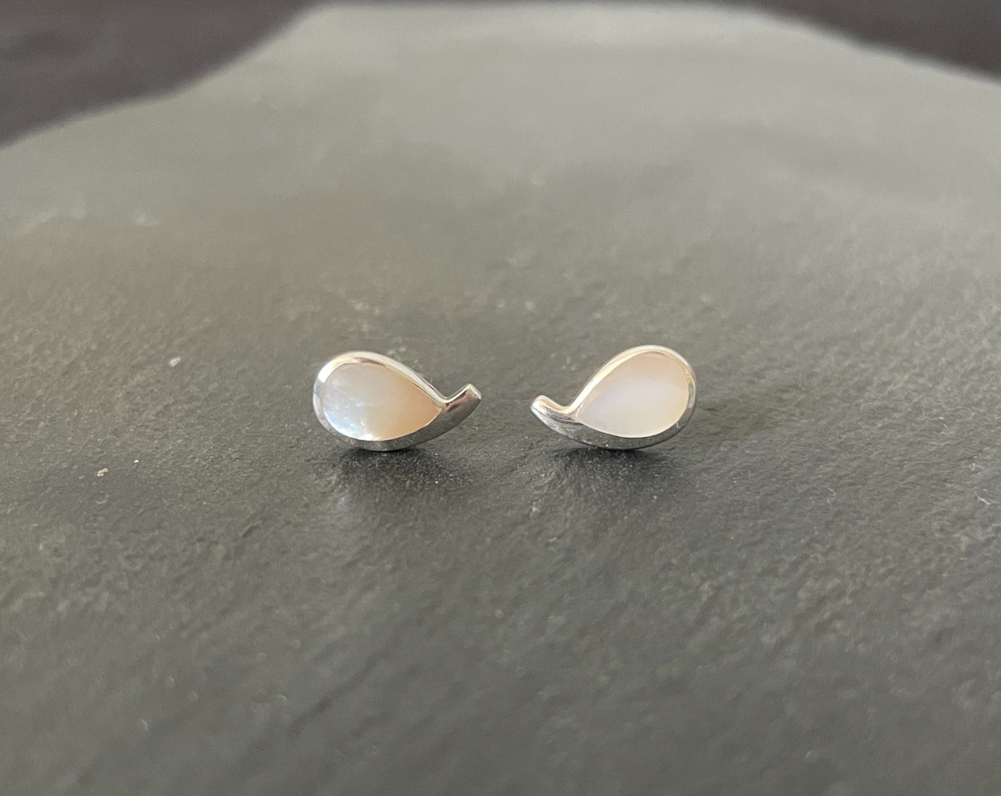 Mother of Pearl Teardrop Stud Earrings image 0