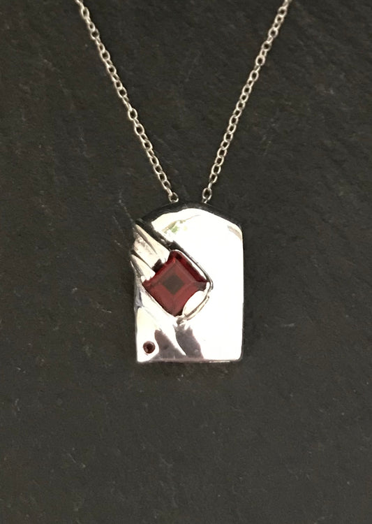 Kite and Silver Rectangle Garnet Pendant image 0
