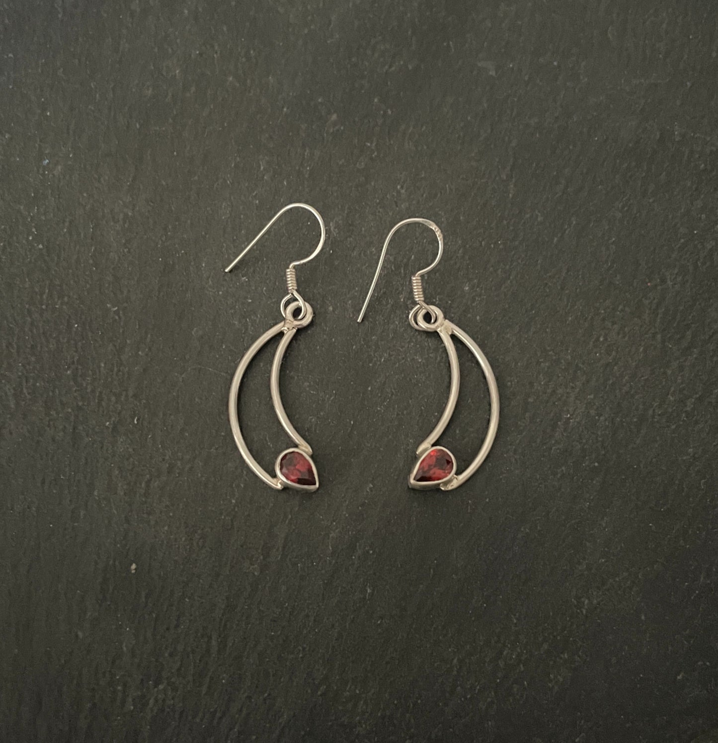 Garnet and Silver Drop Earrings image 0