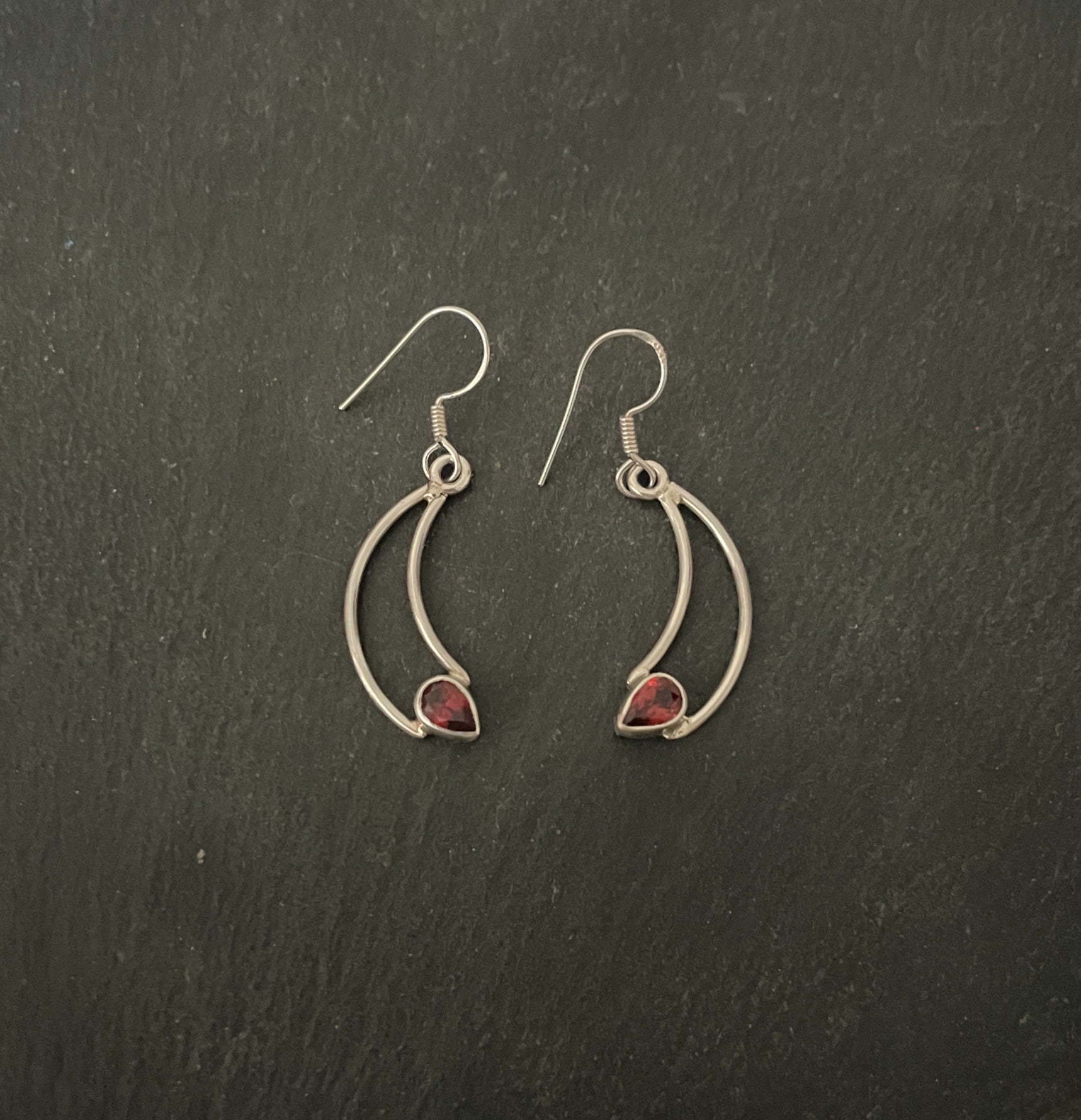 Garnet and Silver Drop Earrings image 0