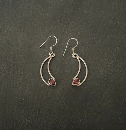Garnet and Silver Drop Earrings image 0