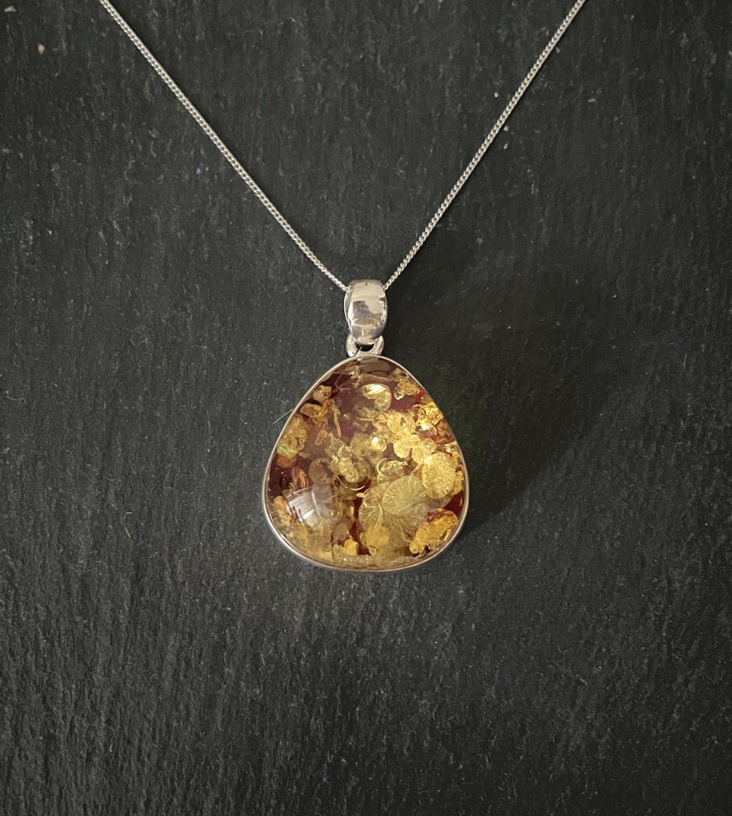 Red Amber and Silver Pendant image 0