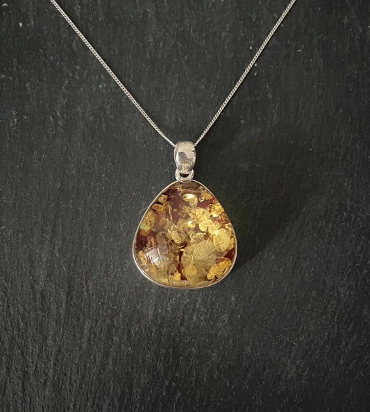 Red Amber and Silver Pendant image 0
