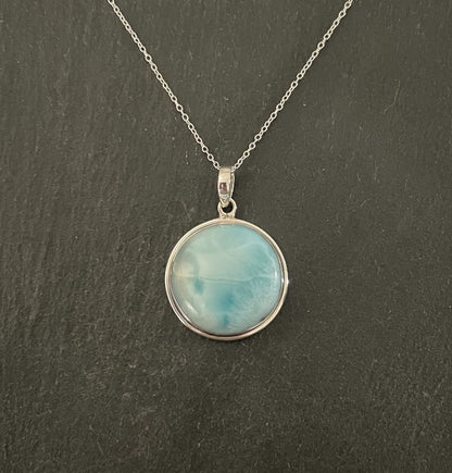 Round Larimar Pendant image 0
