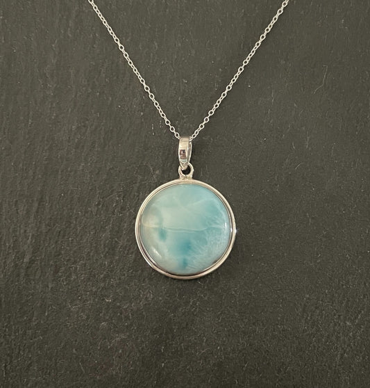 Round Larimar Pendant image 0