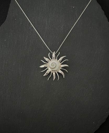 Shiva Shell and Silver Sun Pendant image 0