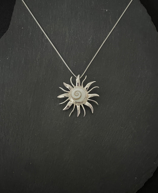 Shiva Shell and Silver Sun Pendant image 0