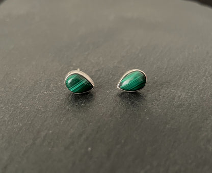Malachite Teardrop Stud Earrings image 0