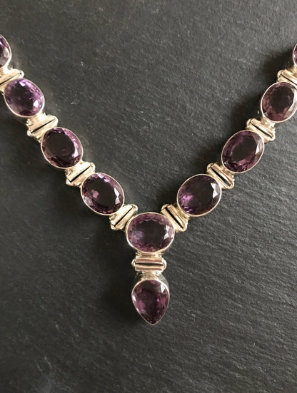Faceted Amethyst and Silver Necklace image 1