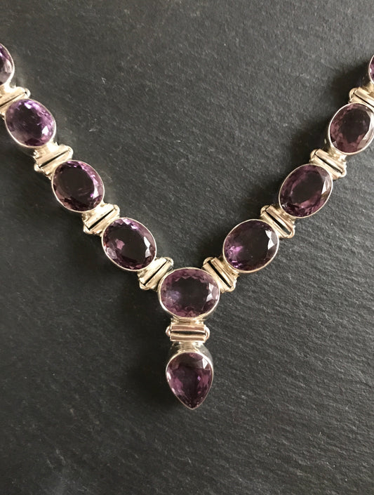 Faceted Amethyst and Silver Necklace image 1