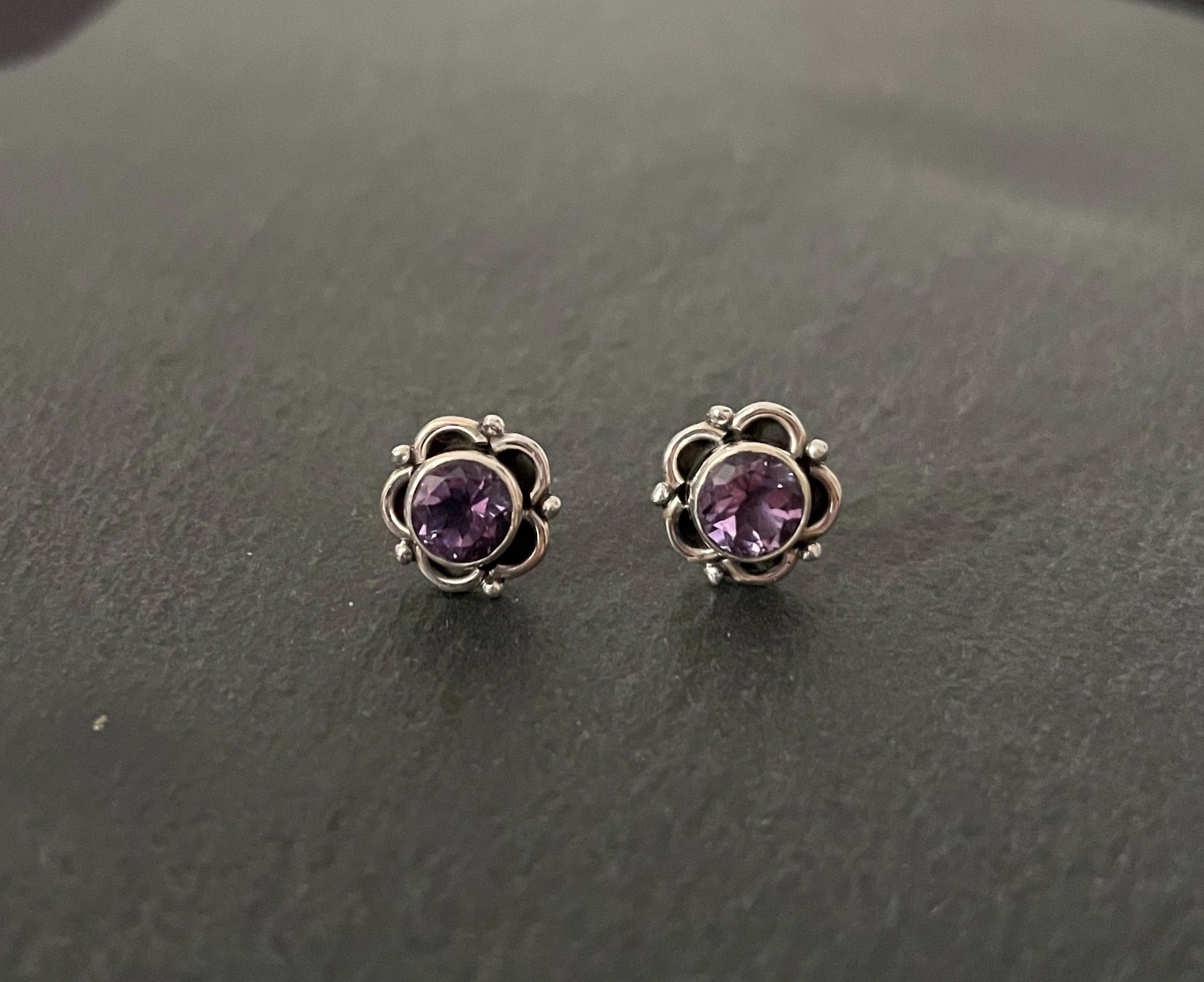 Amethyst Round Stud Earrings image 0